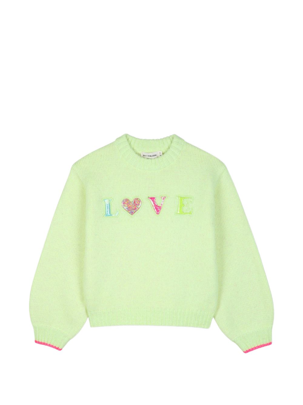 Maglione in maglia, filato morbido lucido, applicazioni in plastica con multicolore paillettes flottanti sul davanti. U22467 552 BILLIE BLUSH KIDS 