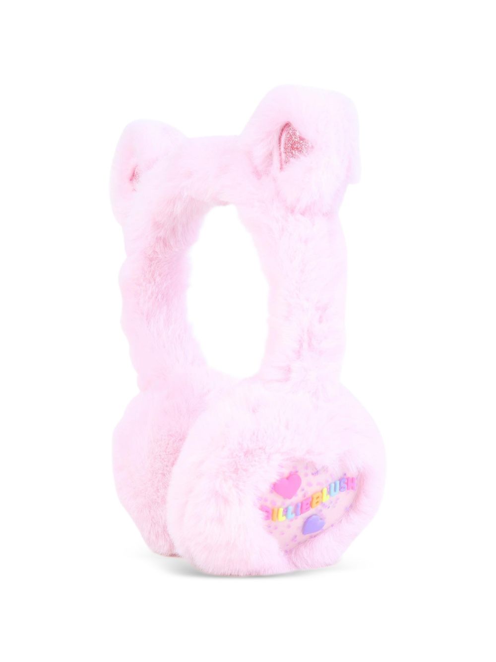 Fake fur earmuffs. Glitter silicone cuore badge. Frame in plastic con fake fur ears. A righe woven label. U22498 475 BILLIE BLUSH KIDS 