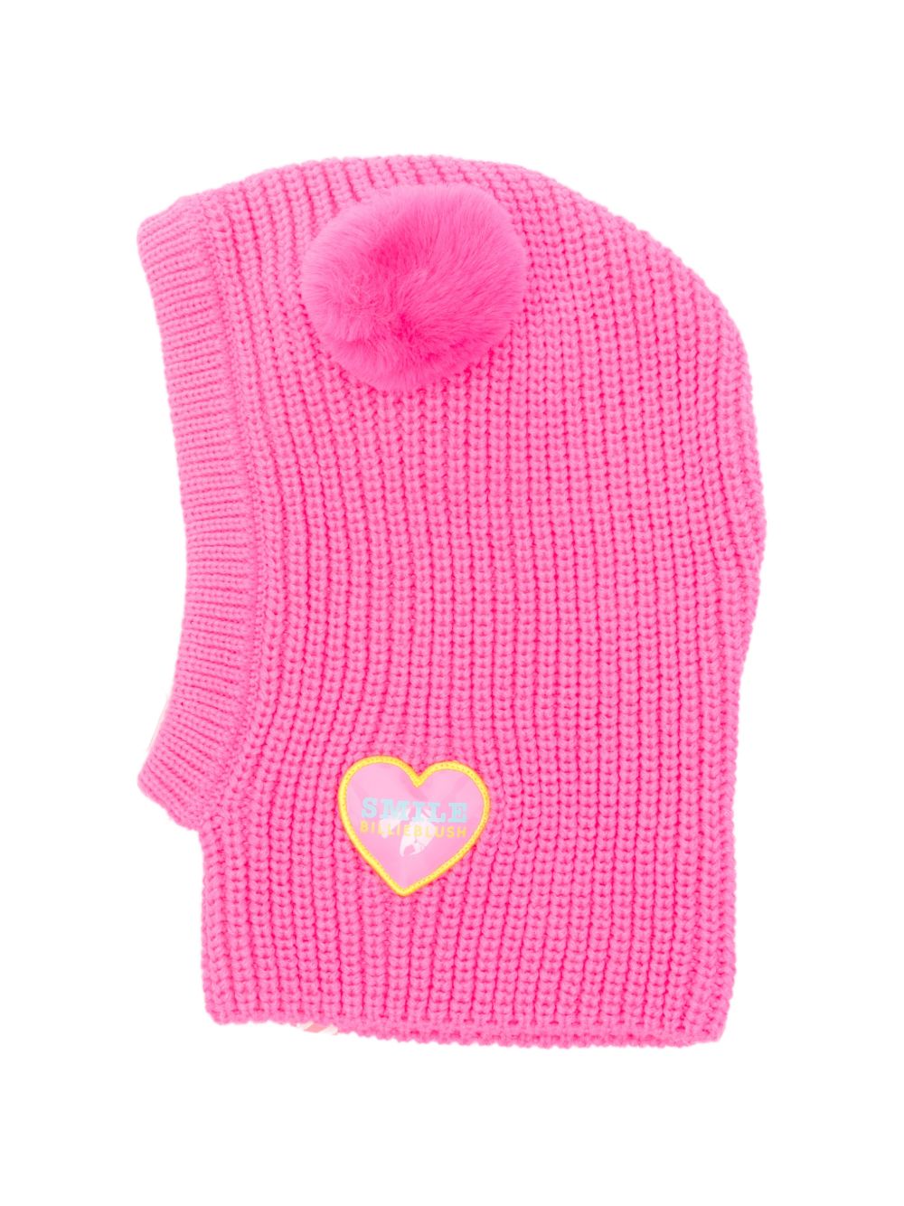 Ampio cappuccio, big costina knit e eco-pelliccia pompom. Fantasia badge in volume. A righe woven label on side. Composition : acrylic. U22507 47A BILLIE BLUSH KIDS 