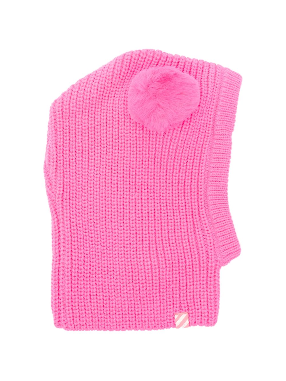 Ampio cappuccio, big costina knit e eco-pelliccia pompom. Fantasia badge in volume. A righe woven label on side. Composition : acrylic. U22507 47A BILLIE BLUSH KIDS 
