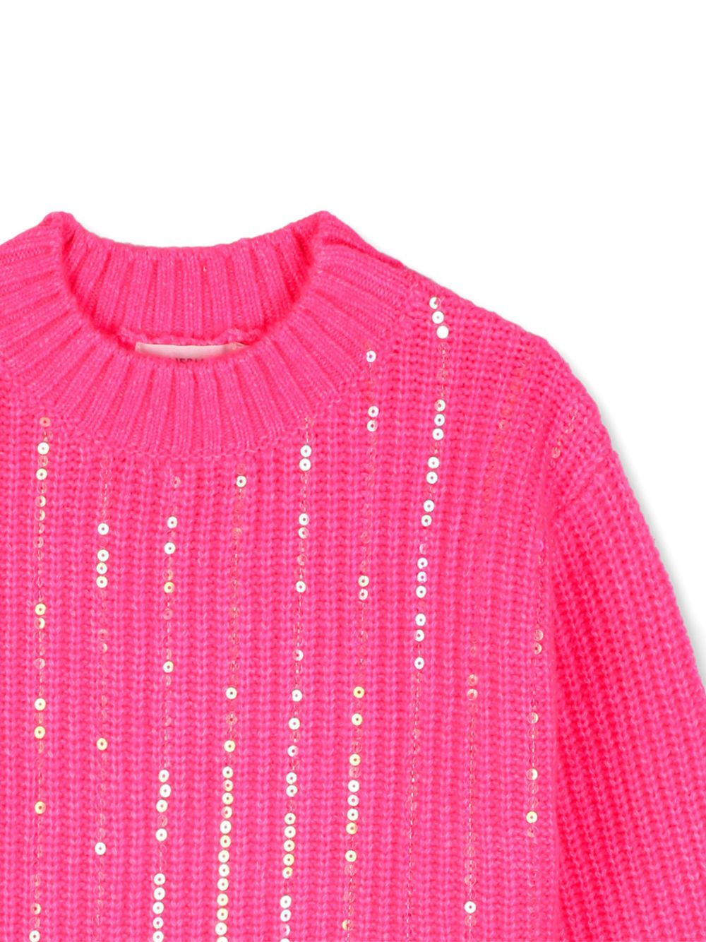 Maglione in maglia con righe di paillettes ricamate between ribs sul davanti. U22561 47A BILLIE BLUSH KIDS 