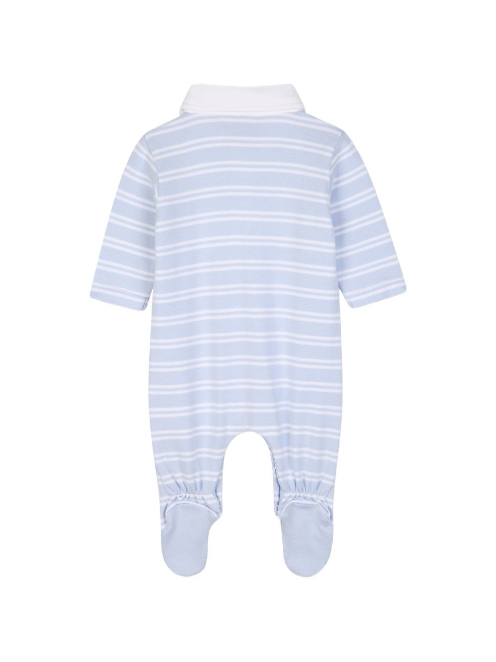 Pajama e hat set. 100% organic cotton interlock pajamas, all-over woven stripe, fantasia polo collar con chiusura con bottoni, snap opening al crotch. Sold in gift box J53291 771 BOSS KIDSWEAR 