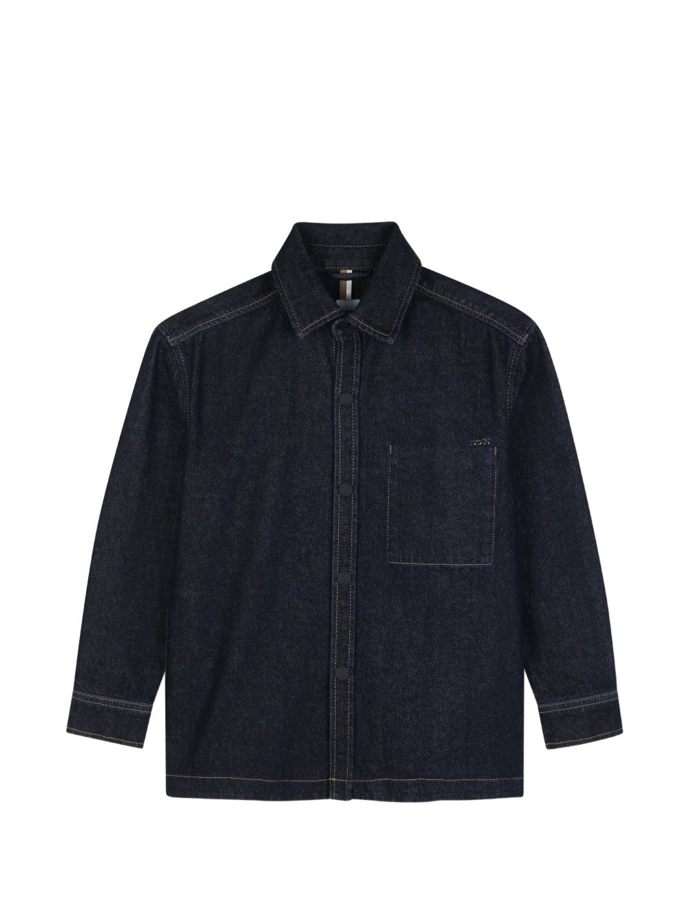 Long-sleeved denim shirt. Chiusura con bottoni. Davanti tasca con boss logo sul tasca. J53362 Z35 BOSS KIDSWEAR 