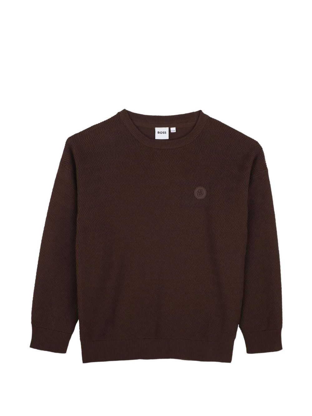 Knit felpa con fantasia stitch patterns. Double b rubber badge sul chest. Raiser boss. J53392 343 BOSS KIDSWEAR 