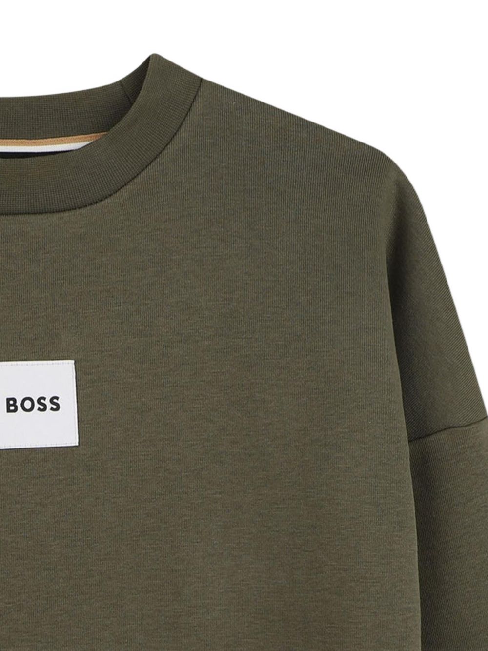 Sweatshirt in fleece, cotton, polyester. Round collar, boss woven label centered on chest. J53394 63D BOSS KIDSWEAR 
