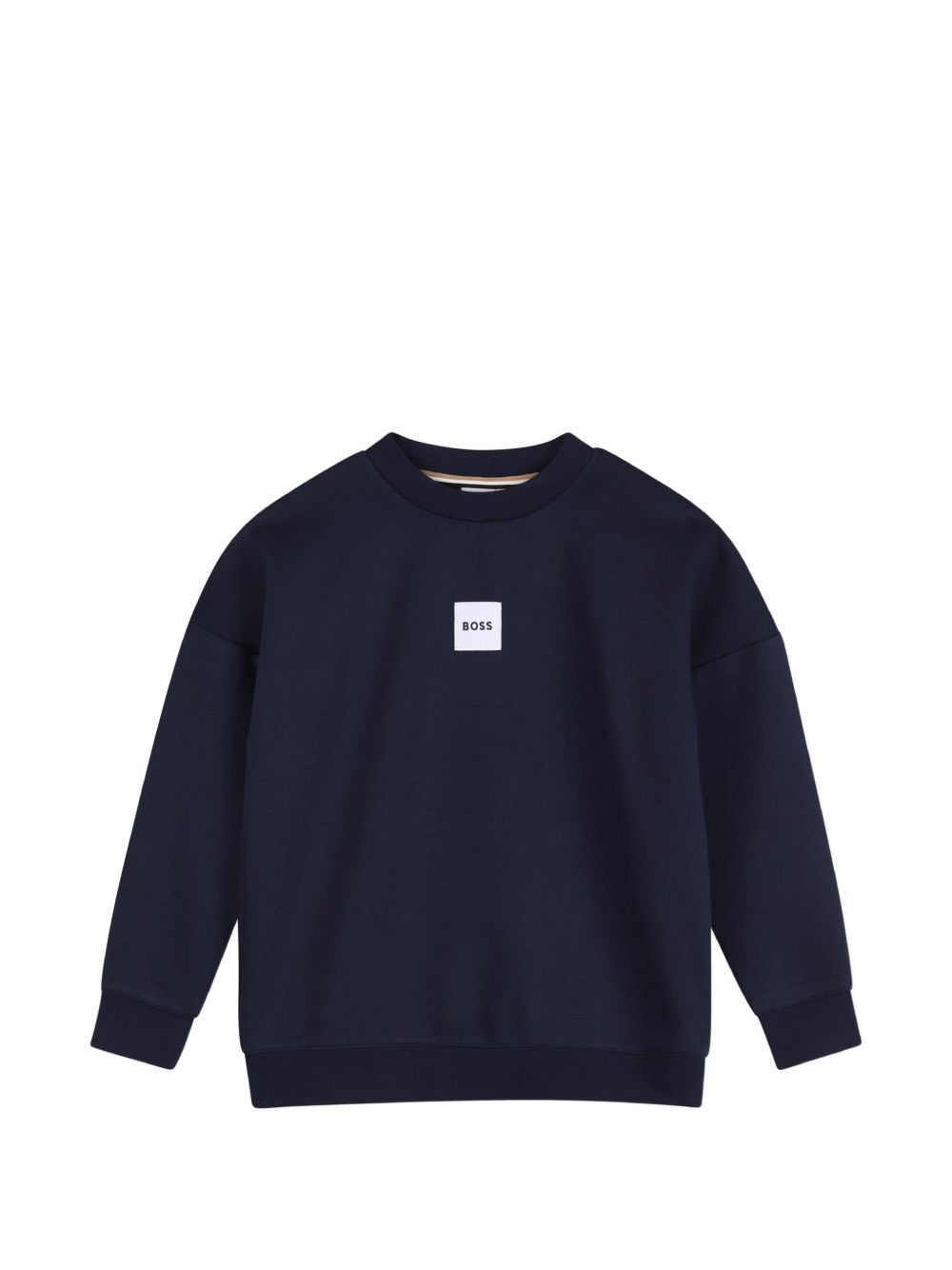 Sweatshirt in fleece, cotton, polyester. Round collar, boss woven label centered on chest. J53394 849 BOSS KIDSWEAR 