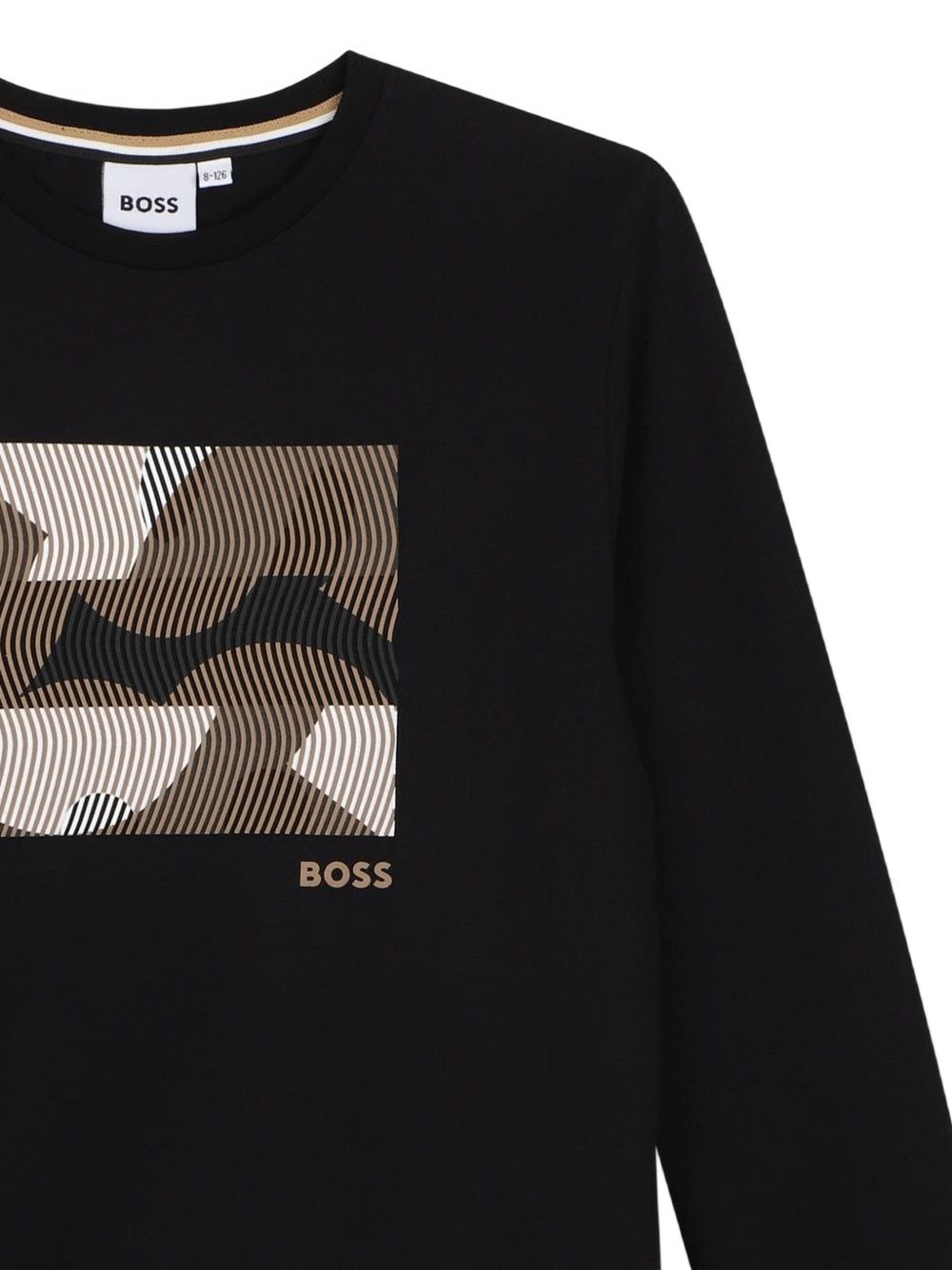 Long-sleeved jersey t-shirt con reworked logo centered on chest. J53406 09B BOSS KIDSWEAR 