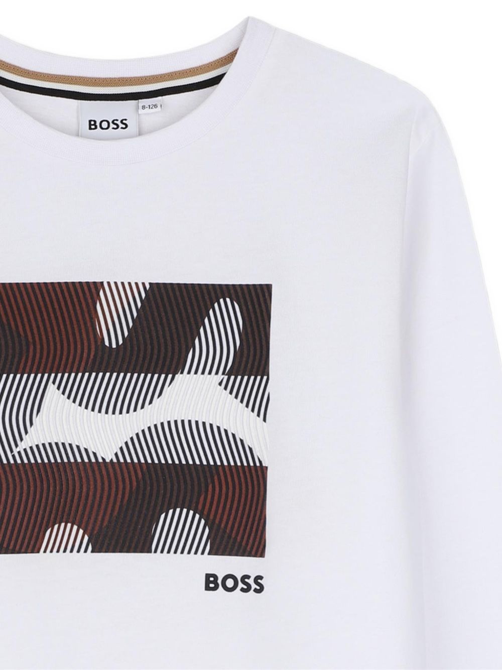 Long-sleeved jersey t-shirt con reworked logo centered on chest. J53406 10P BOSS KIDSWEAR 