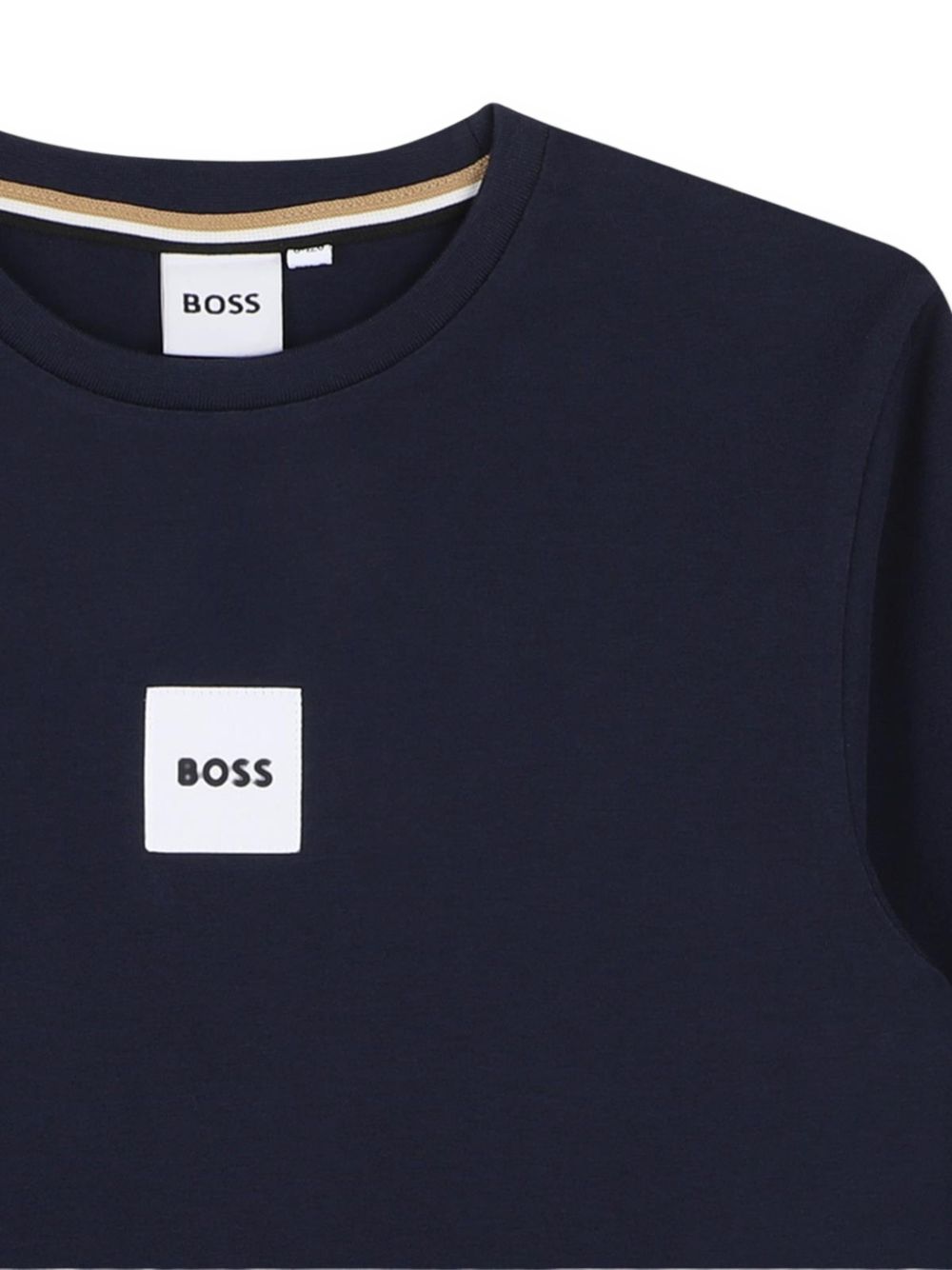 Long-sleeved t-shirt in jersey, cotton. Boss woven label centered on chest. J53408 849 BOSS KIDSWEAR 