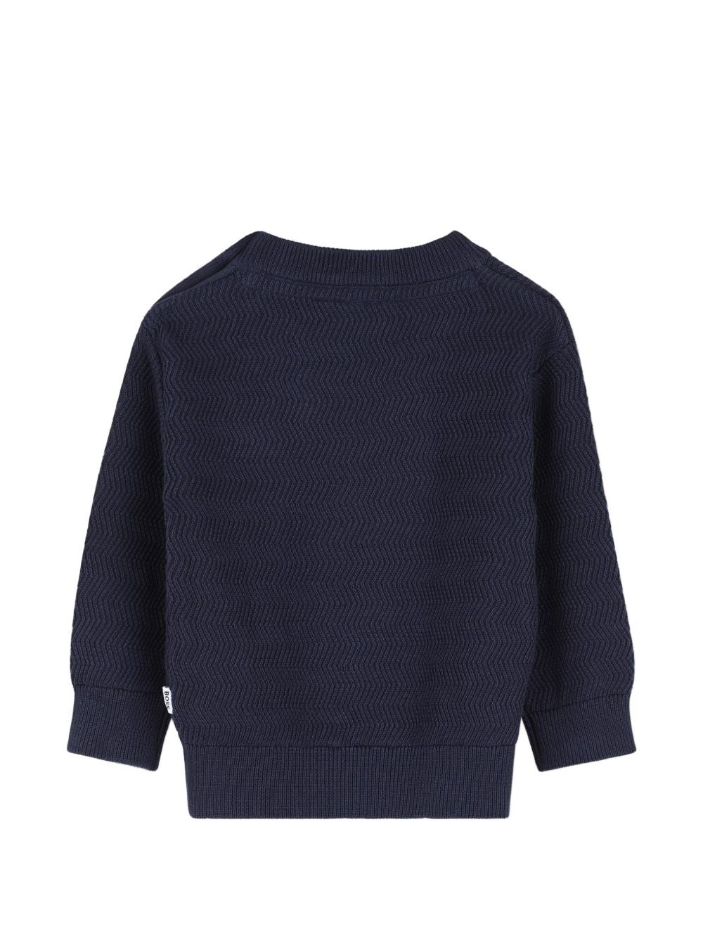Knit felpa con fantasia stitch patterns. Double b rubber badge sul chest. Raiser boss. J53486 849 BOSS KIDSWEAR 