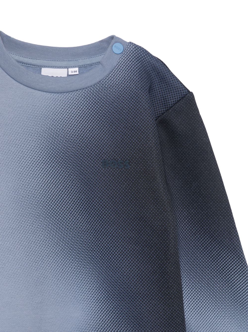 Round-neck fleece sweatshirt. Water stampa gradient. Boss logo sul chest. Chiusura con bottoni automatici al spalla. Boss raiser. J53494 896 BOSS KIDSWEAR 
