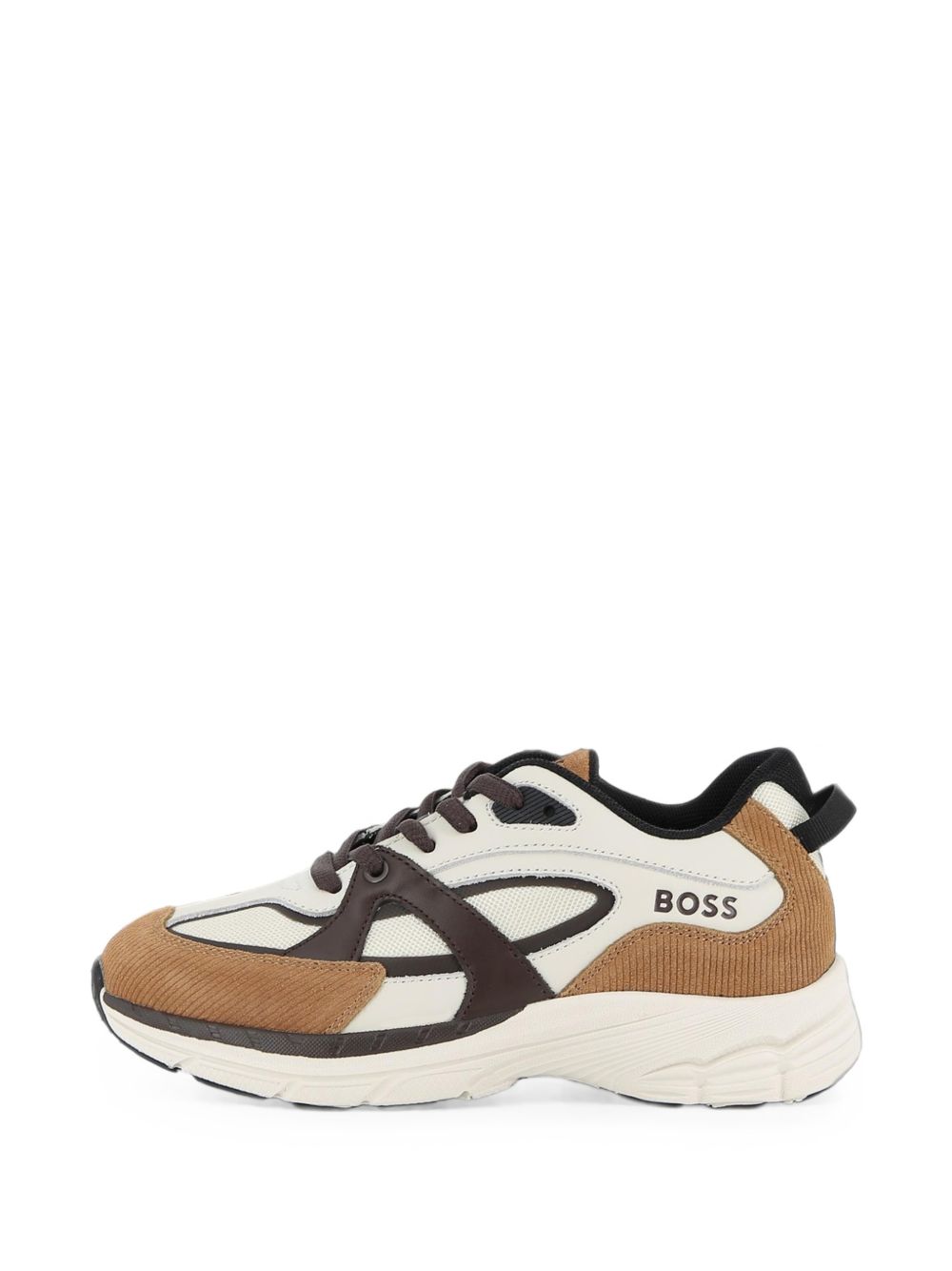 Sneakers in mix material cow leather e mesh. Brand by rubber badge on side. Lace up chiusura. Fodera in mesh. Insole in breathable microfiber. Outsole in eva con abrasion area in tpr. Mineral tanning. J53527 343 BOSS KIDSWEAR 