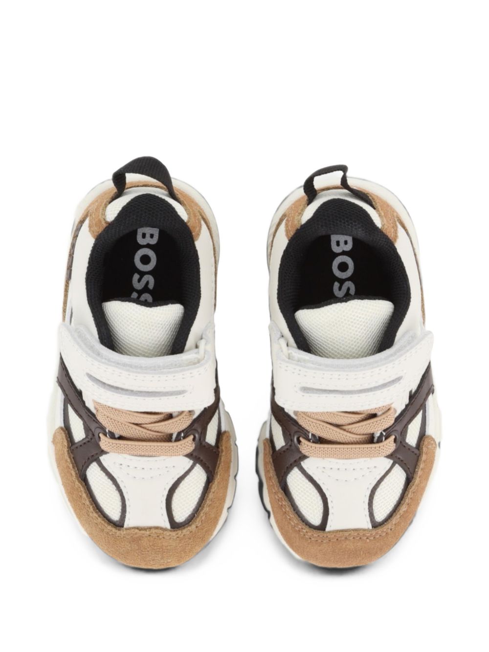 Sneakers in cow leather e mesh. Brand in rubber on side. Elastico lace chiusura e hook e loop fastener. Fodera in mesh. Insole in breathable microfiber. Outsole in eva con abrasion area in tpr. Mineral tanning. J53545 343 BOSS KIDSWEAR 