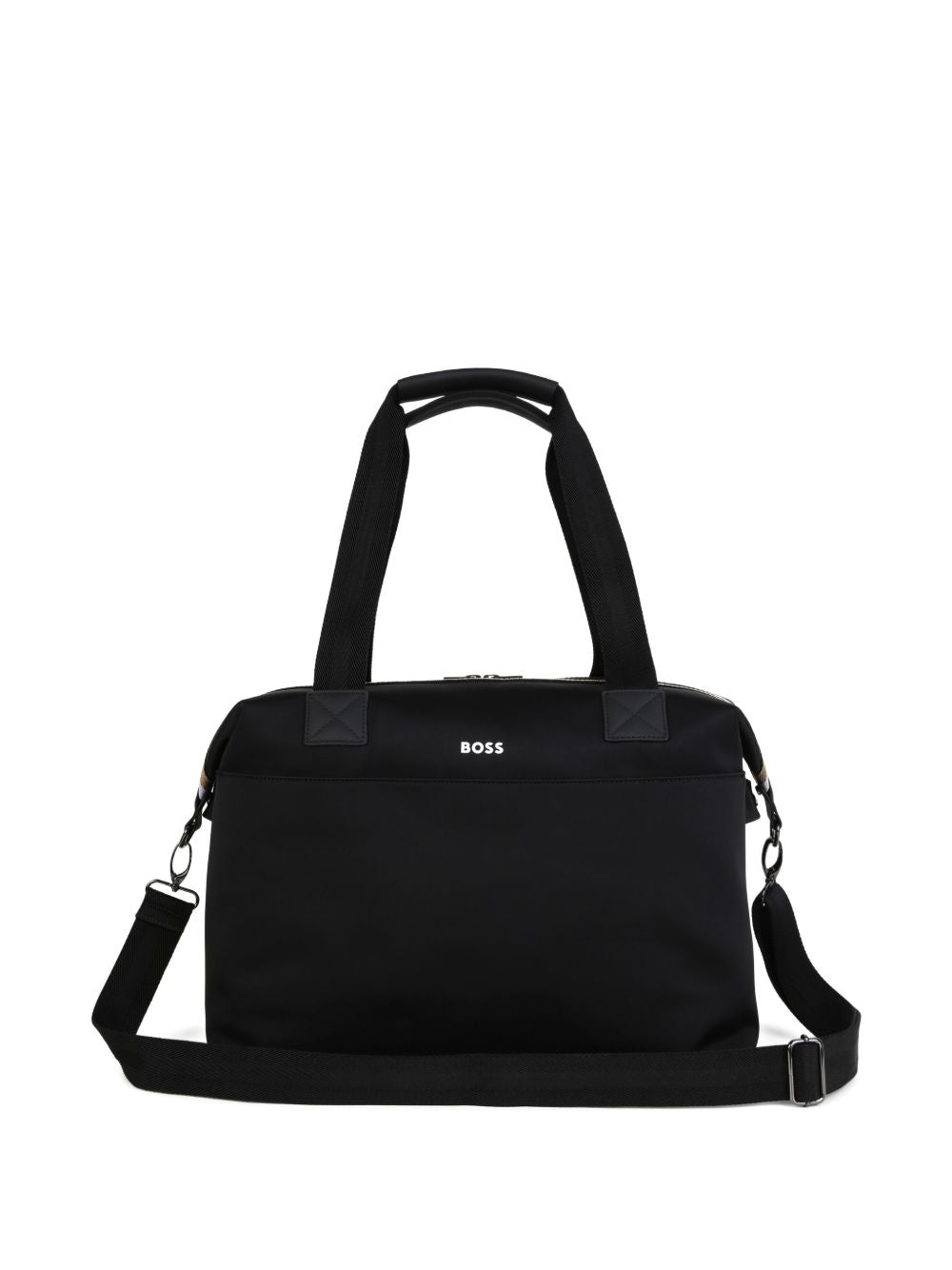 Changing bag in matt thick fabric e gum effect simili (in details). Double b in coated fabric gum effect con relief. Branded stampa on retro. Changing mat + 2 stroller straps + removable strap e handles in textured jacquard. Large tasche on retro. In J53560 09B BOSS KIDSWEAR 