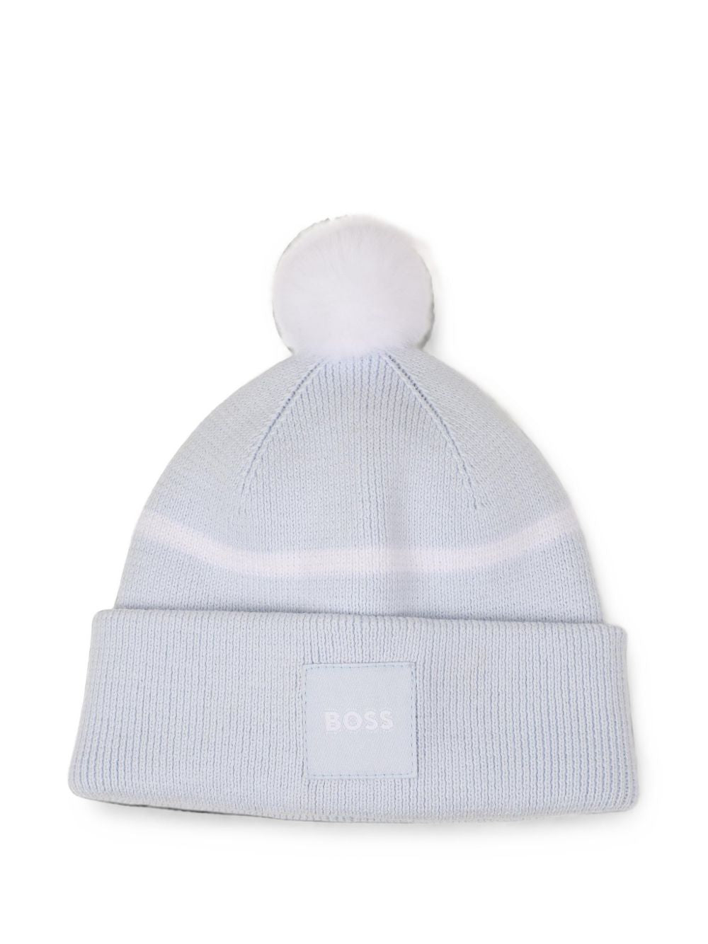Knit beanie in double layer con pompom. Branded woven label. 100% cotton from organic farming. J53566 771 BOSS KIDSWEAR 
