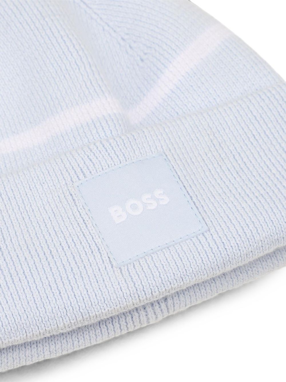 Knit beanie in double layer con pompom. Branded woven label. 100% cotton from organic farming. J53566 771 BOSS KIDSWEAR 