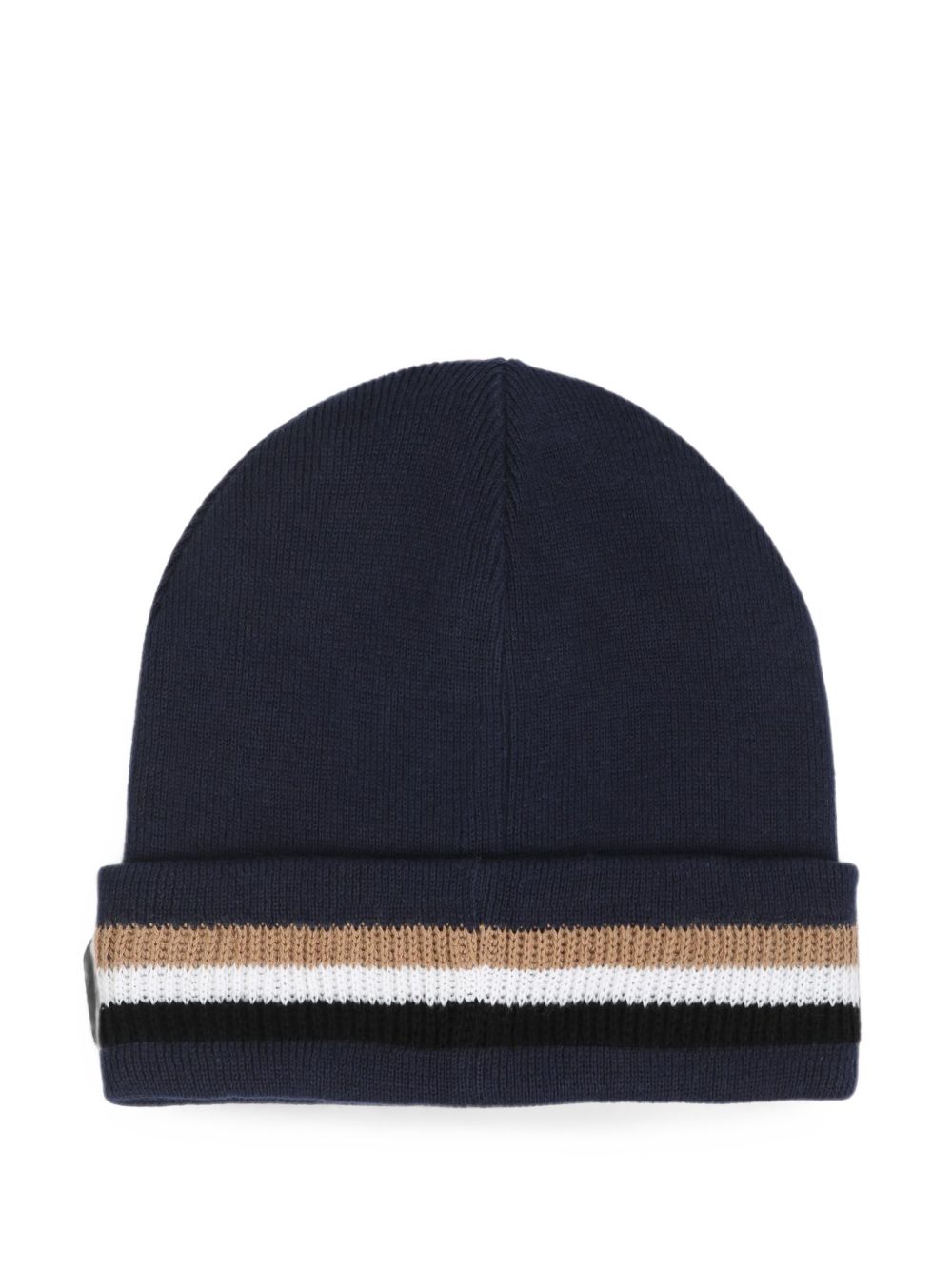 Knit beanie in double layer. Iconic stripes in jacquard e branded ricamo. 100% cotton J53586 849 BOSS KIDSWEAR 