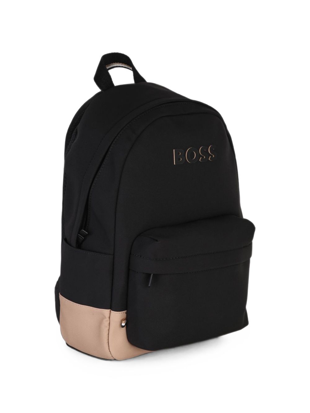 Backpack in matt weft fabric. Branded in silicone stampa con contrasted edges. Tricolor woven tab. Side tasche. Padded retro e spalla straps con mesh, for better comfort. Name label on retro. Chiusura con zip. Matched messenger bag j53594 e small bac J53598 09B BOSS KIDSWEAR 