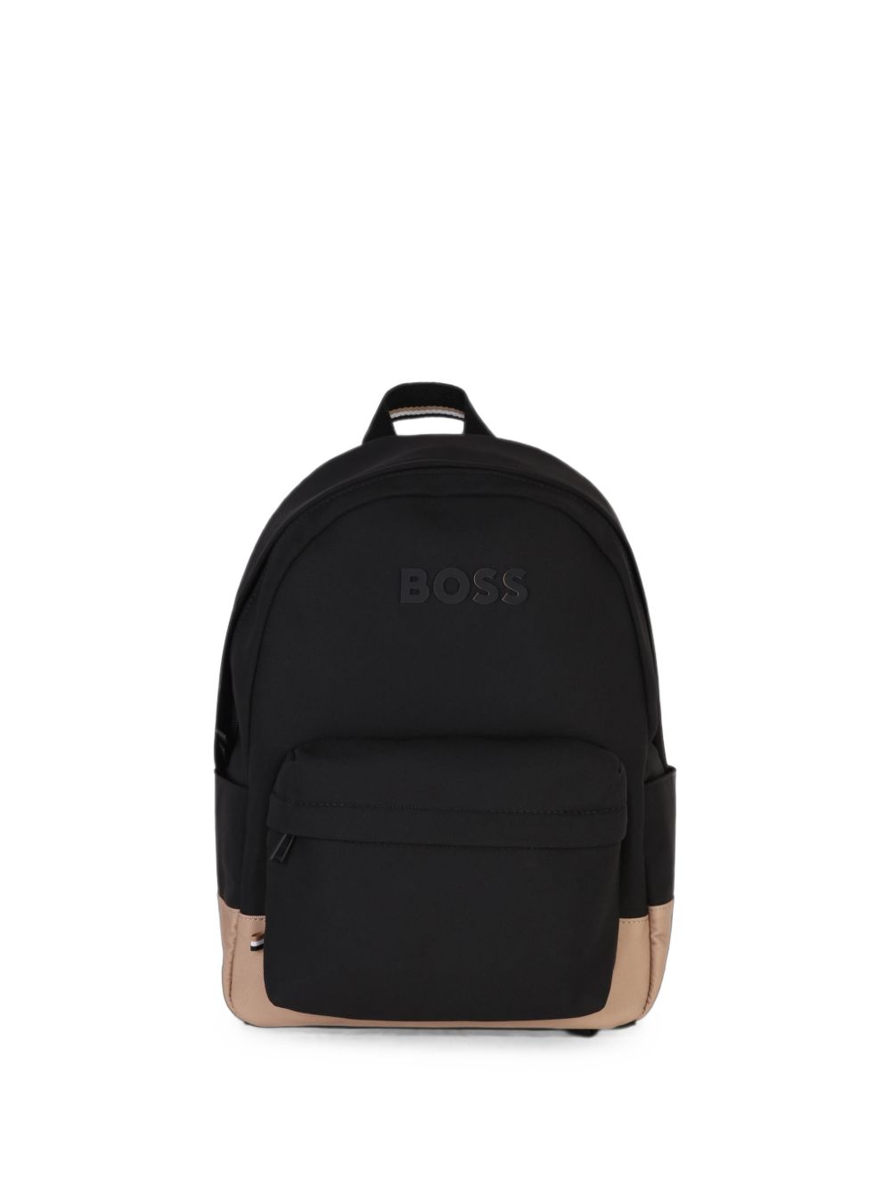 Backpack in matt weft fabric. Branded in silicone stampa con contrasted edges. Tricolor woven tab. Side tasche. Padded retro e spalla straps con mesh, for better comfort. Name label on retro. Chiusura con zip. Matched messenger bag j53594 e small bac J53598 09B BOSS KIDSWEAR 