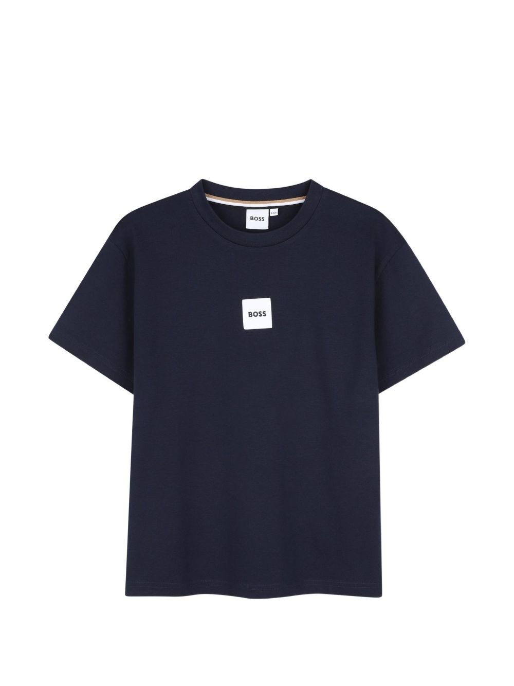 Short-sleeved jersey t-shirt, cotton. Woven label centered sul chest. Vestibilità morbida. J53604 849 BOSS KIDSWEAR 