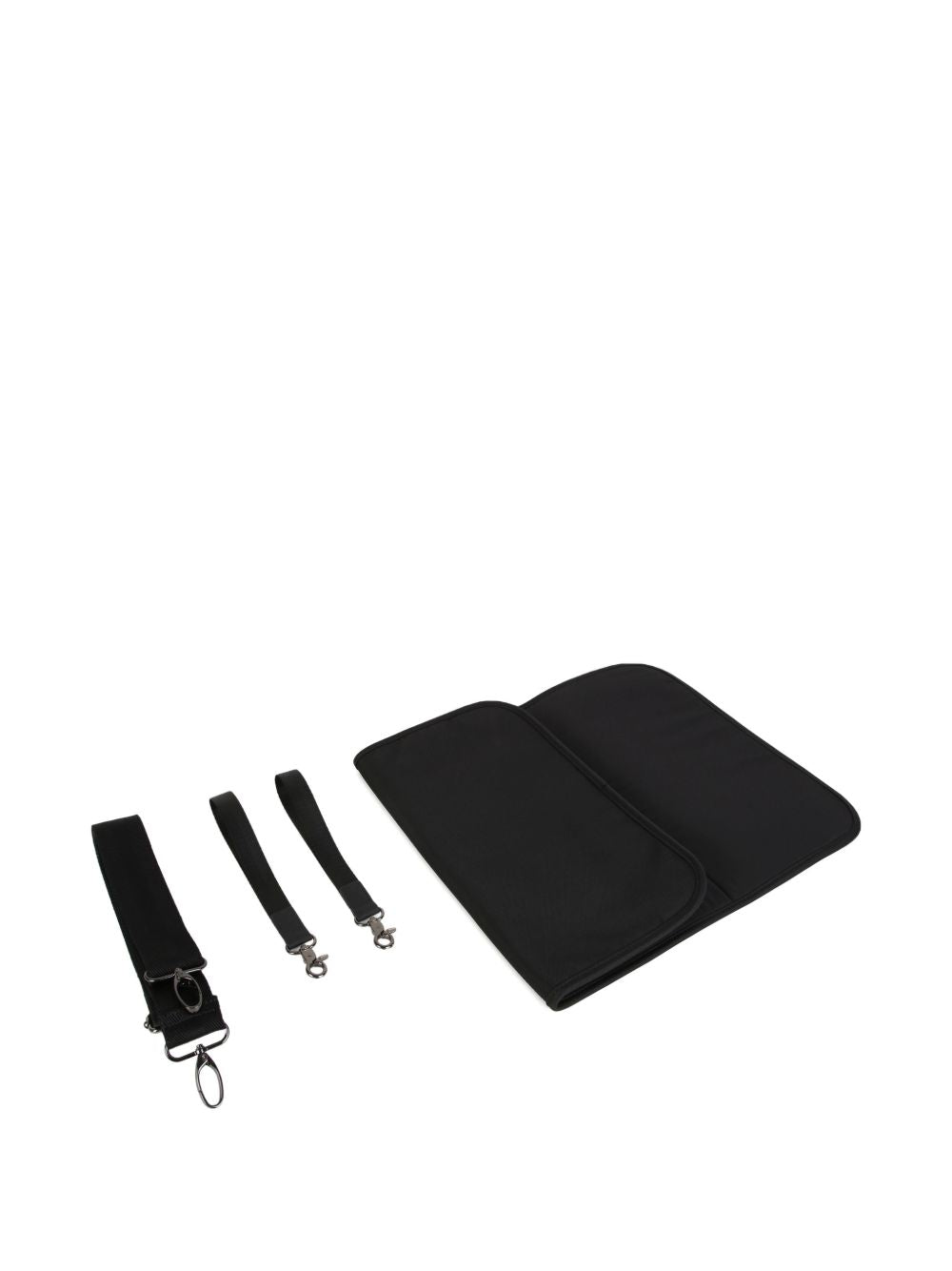 Changing bag in polyester canvas, coated canvas, e gum simili (in details). Large tasca under bag con removable compartments. Branded badge. Tricolor woven tab. Changing mat + 2 stroller straps + removable strap e handles in textured jacquard. Extern J53608 09B BOSS KIDSWEAR 