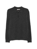 Polo con zip in misto lana grigia