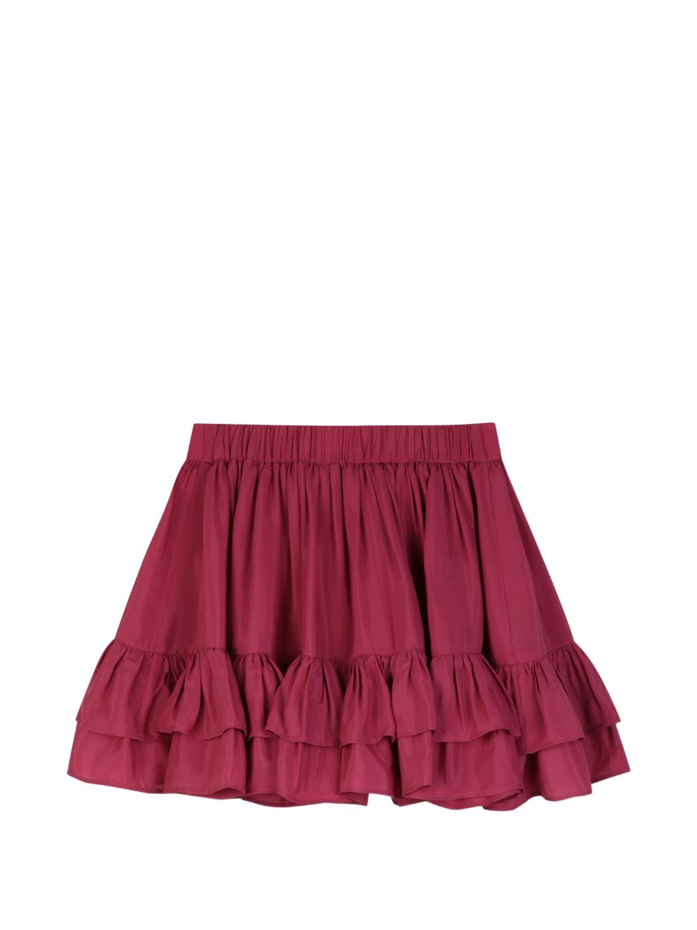 Ruffled gonna in silk e viscose crepe, elastico cintura sul retro embellished con handwritting chloe metal logo chain on davanti. C21257 48U CHLOE KIDS 