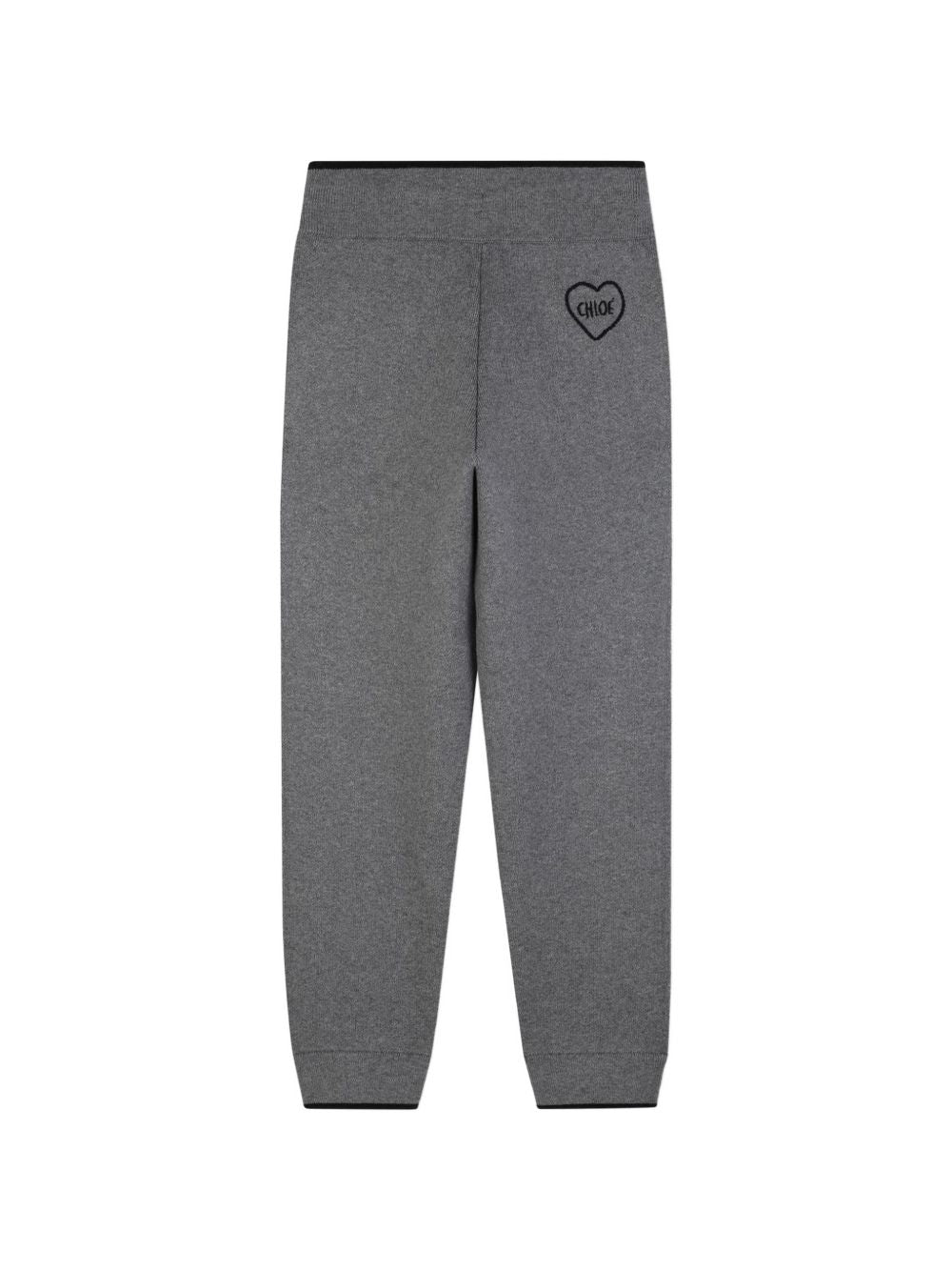 In maglia pantaloni containing 90% of cotton from organic farming e 10% wool, elastico fondo legs e cintura con chloe branded metal coulisse ends, chloe cuore hand ricamo sul retro. C21266 A46 CHLOE KIDS 