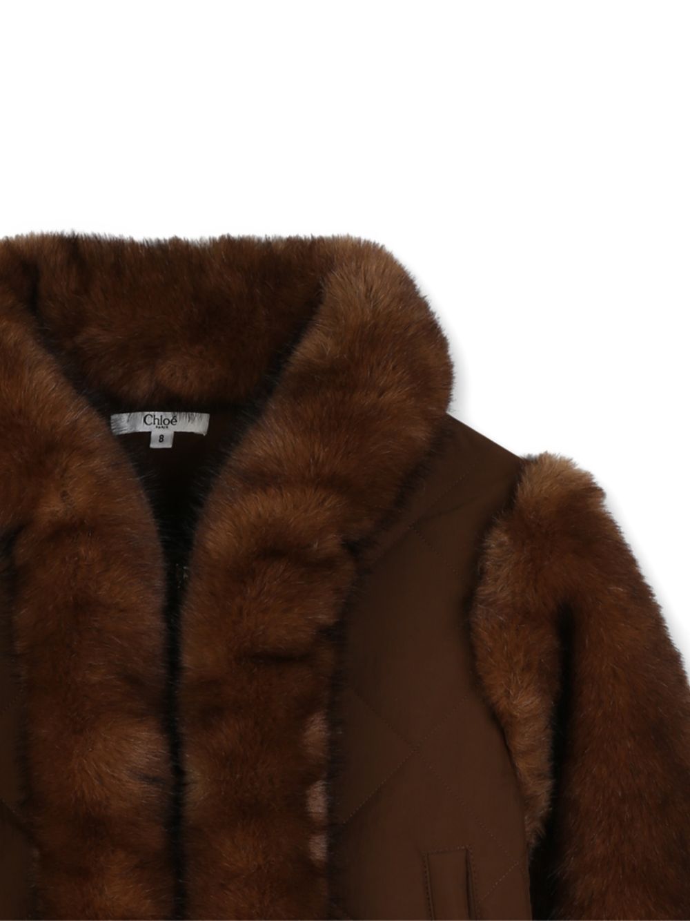 Jacket in eco-pelliccia e polyester e polyamide fabric, costina cuff, polyester twill fodera, zipped chiusura, chloe metal plate on davanti. C21279 33F CHLOE KIDS 