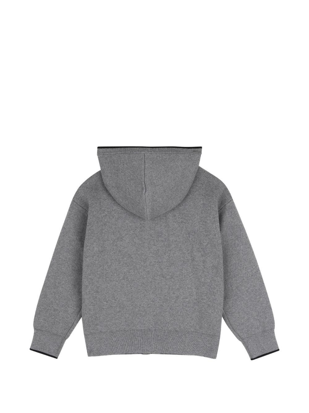 In maglia hoodie cardigan in 90% containing cotton from organic farming 10% wool filato, zipped chiusura, kangaroo tasca, chloe cuore hand ricamo on davanti. C21298 A46 CHLOE KIDS 