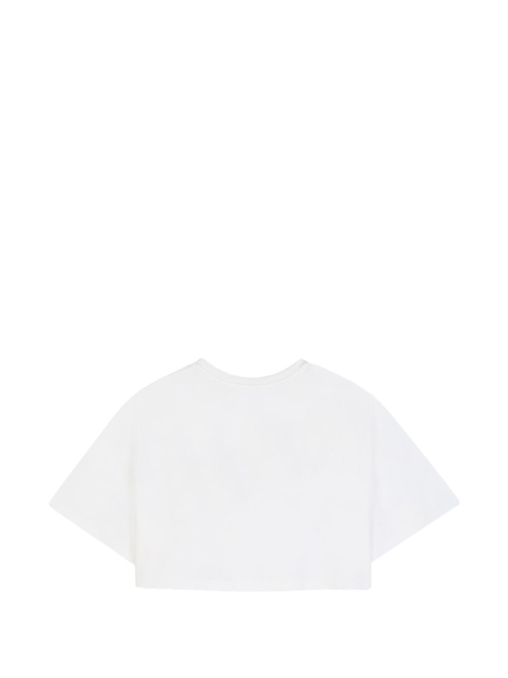 Jersey cropped t-shirt containing cotton from organic farming, chloé logo printed on davanti. Mini-me from womenswear. C21305 117 CHLOE KIDS 