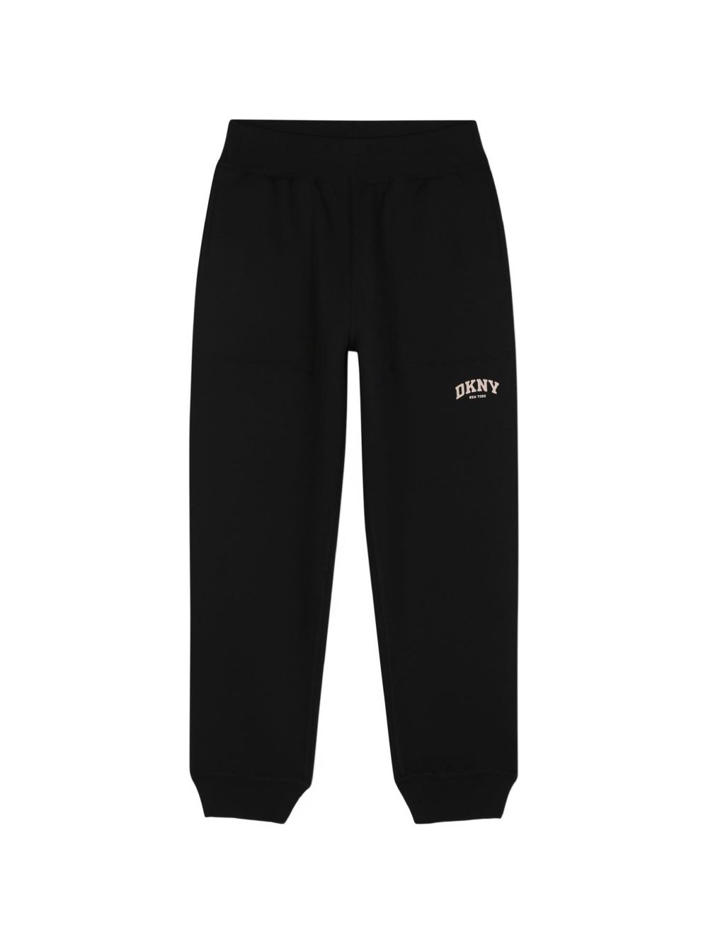 Reversible pantaloni in doble jersey, 86% polyester 10% viscose 4% elastane. One black side in jersey piqué effect con tasche e printed dkny logo. Other side in beige jersey con davanti tasche e printed dkny logo. D62866 P90 DKNY KIDS 