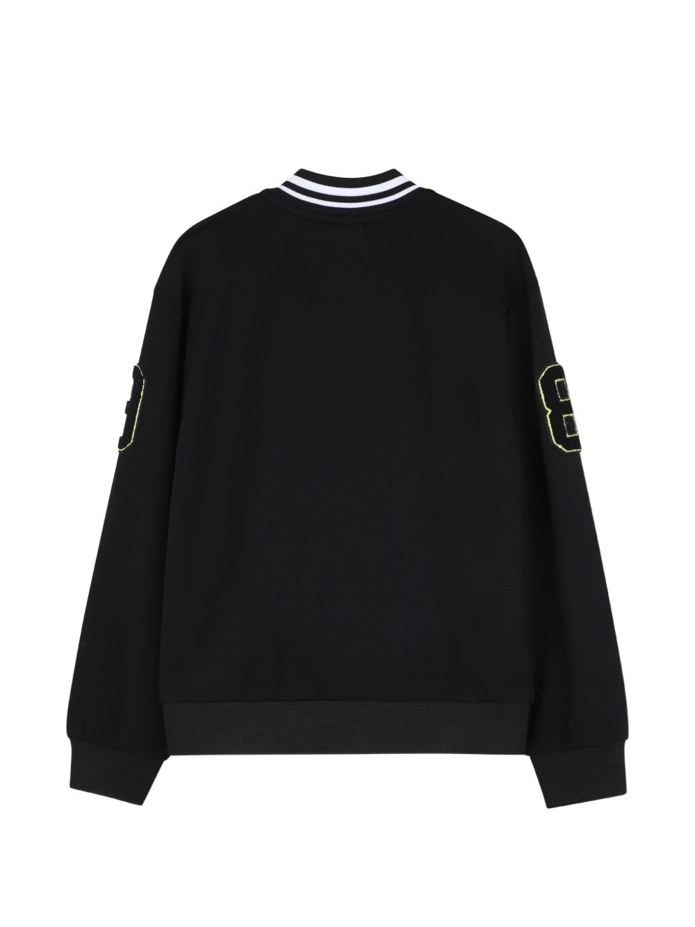 Cardigan in light milano, 62% viscose, 33% polyamide, 5% élasthanne. Davanti tasche. Zipped chiusura. Printed dkny logo sul davanti. 89 patch on maniche. D62869 09B DKNY KIDS 