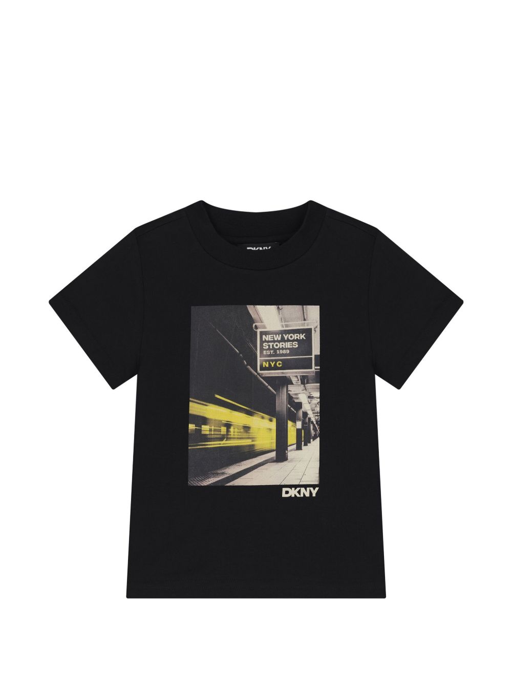 Maniche corte t-shirt in jersey 100% cotton from organic farming. Printed dkny illustrazione sul davanti. D62873 09B DKNY KIDS 