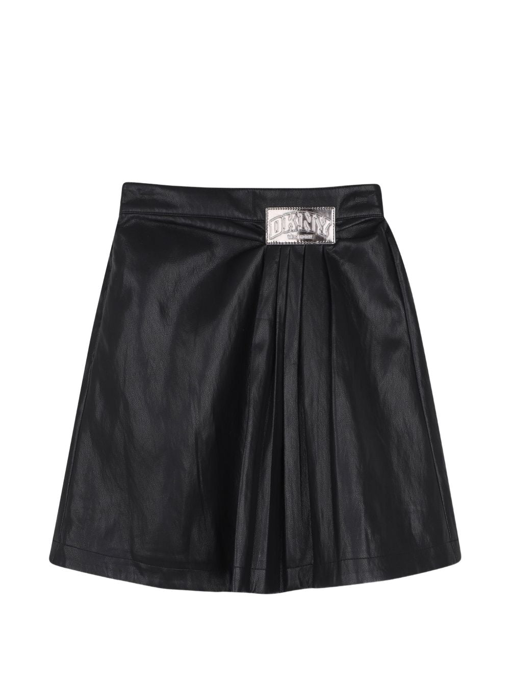 Faux leather gonna in 55% polyurethane, 45% polyester. Zipped chiusura sul side. Pleats e dkny label sul davanti. D62890 09B DKNY KIDS 