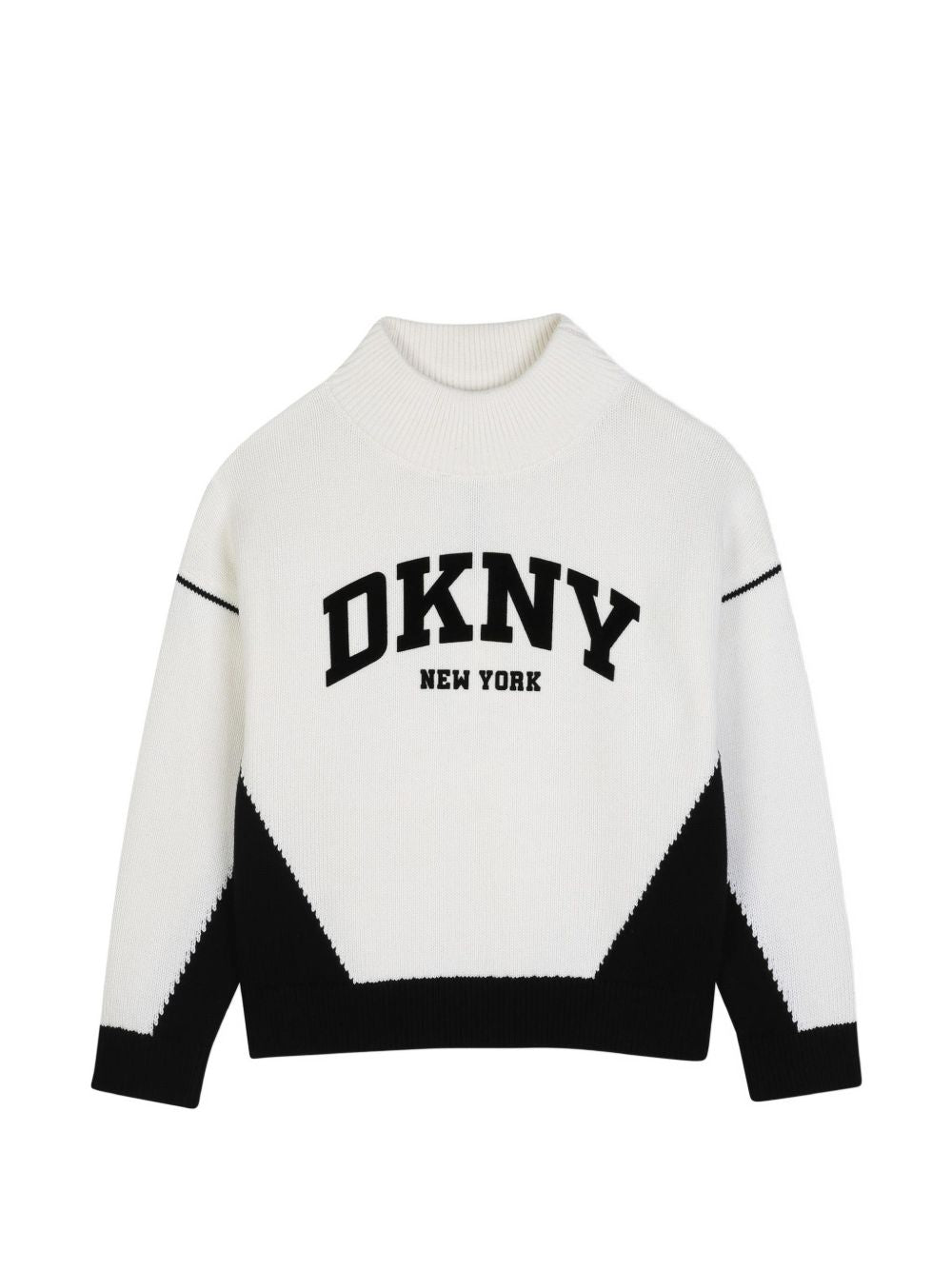 Mini-me felpa con high collar, 70% cotton, 30% polyamide. Dkny illustrazione sul davanti in flocking technic. D62897 N50 DKNY KIDS 