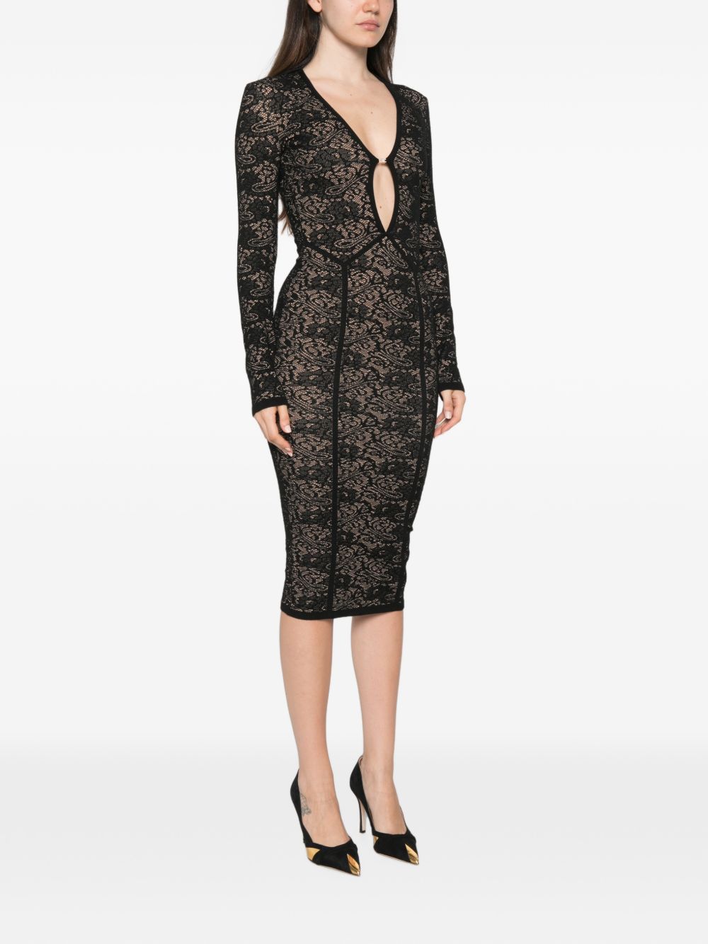 Abito di maglia Nero/Pelle AM26Q66E2 FR9 ELISABETTA FRANCHI 