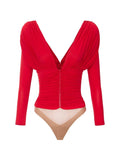 Body con drappeggi rosso