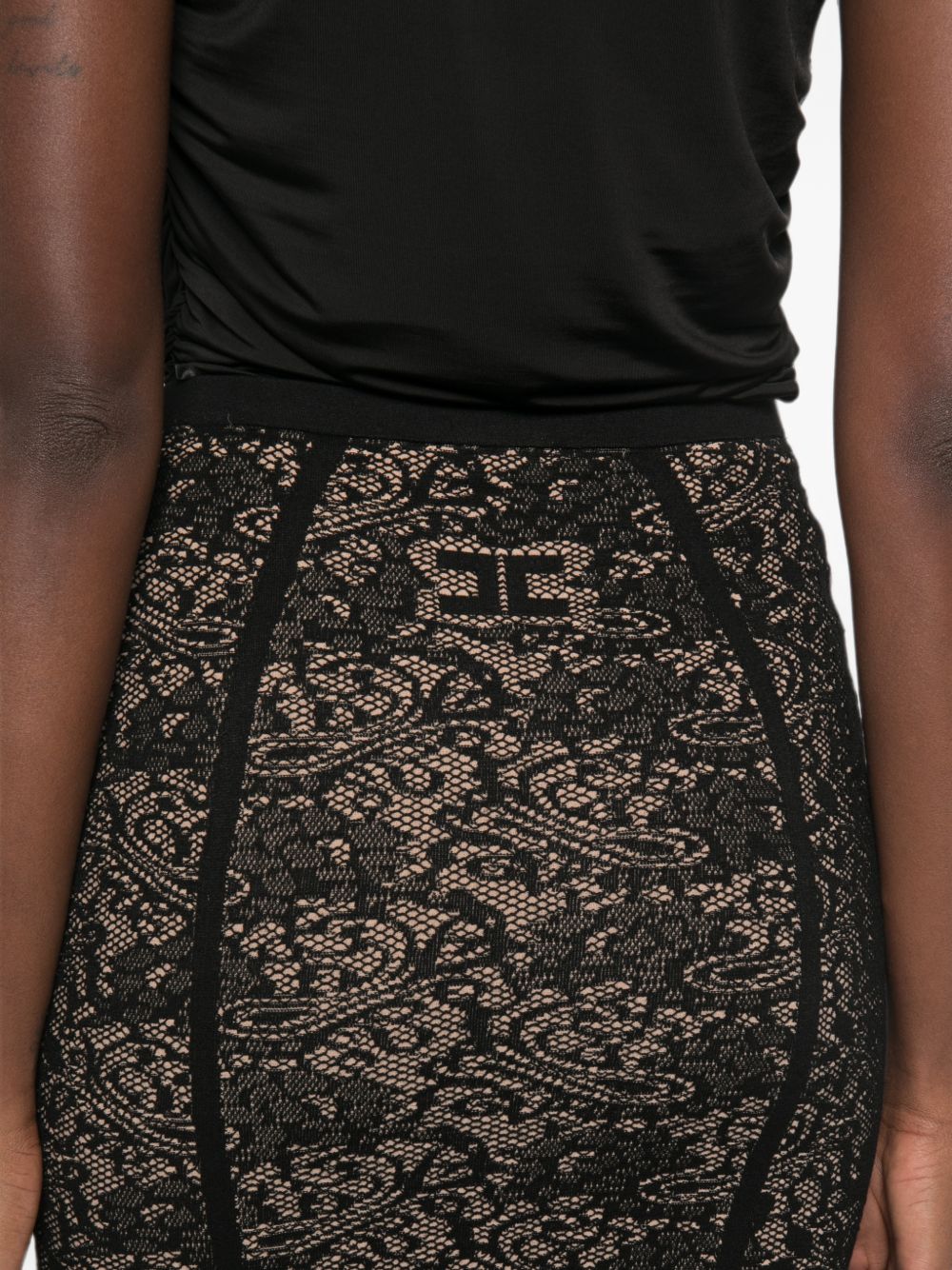 Gonna di maglia Nero/Pelle GK12Q66E2 FR9 ELISABETTA FRANCHI 