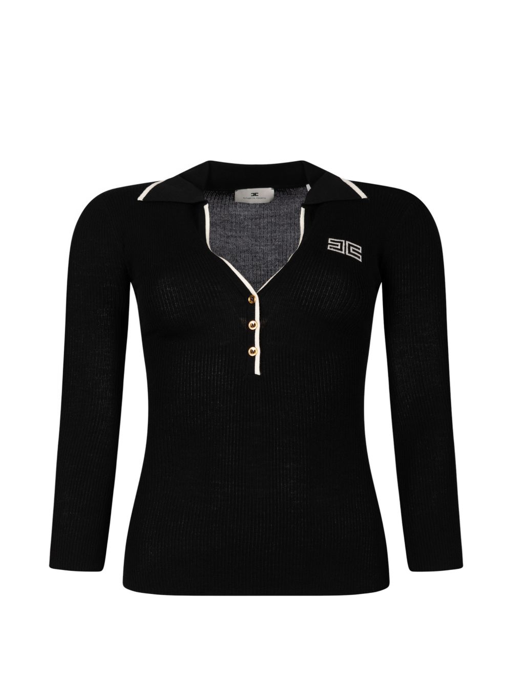 Maglia tricot in lana Nero/Burro MK17B66E2 685 ELISABETTA FRANCHI 