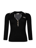 Maglia tricot in lana Nero/Burro