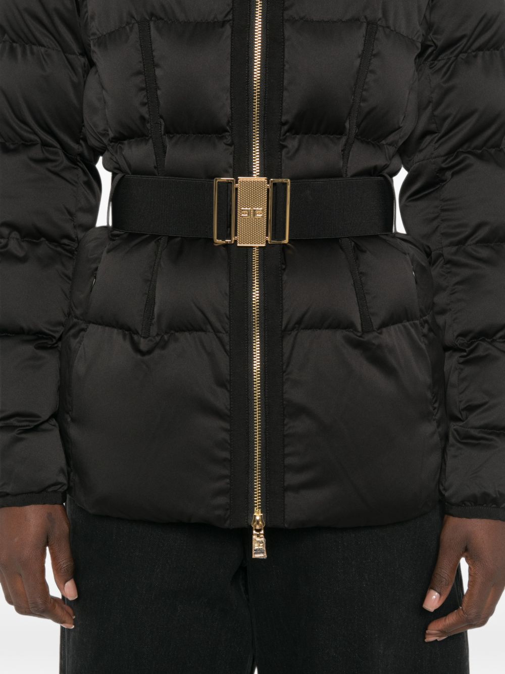 Giacca imbottita con cintura Nero PI92D66E2 110 ELISABETTA FRANCHI 