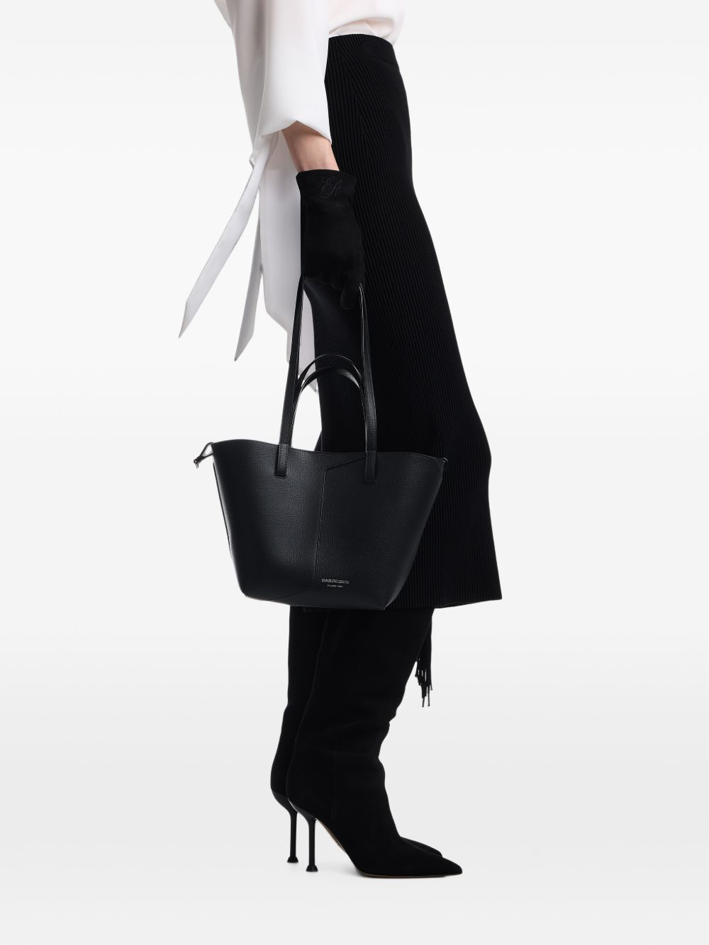 Borsa con doppio manico in pelle nera EW005753AF29459 UC001 EMPORIO ARMANI 
