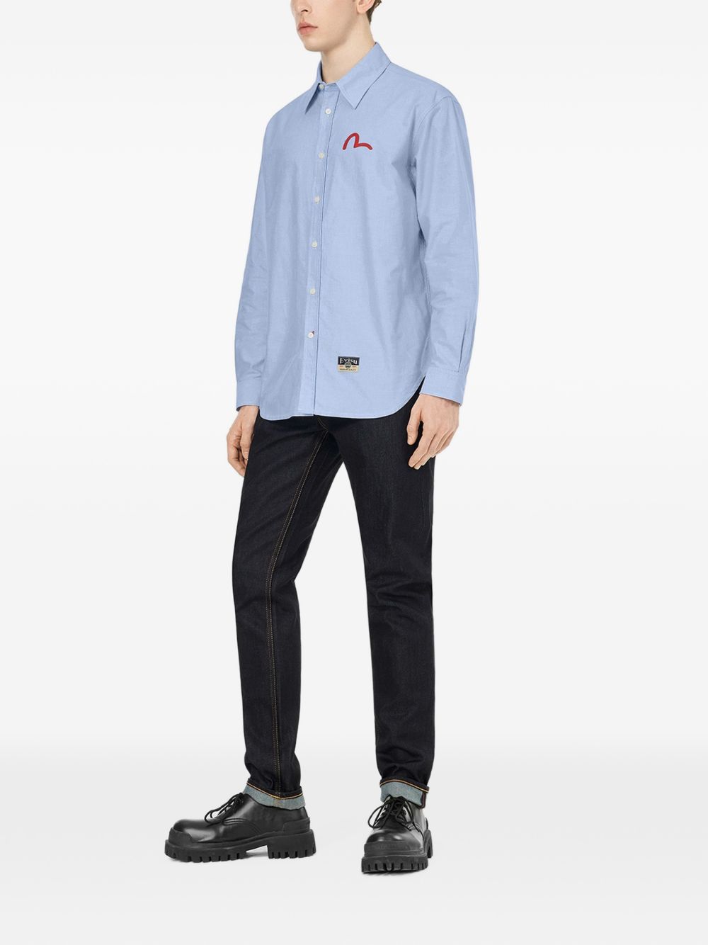 Camicia Oxford W/ Red Seagull Print Blu 2ESHTM5SL1243 BLUX EVISU 