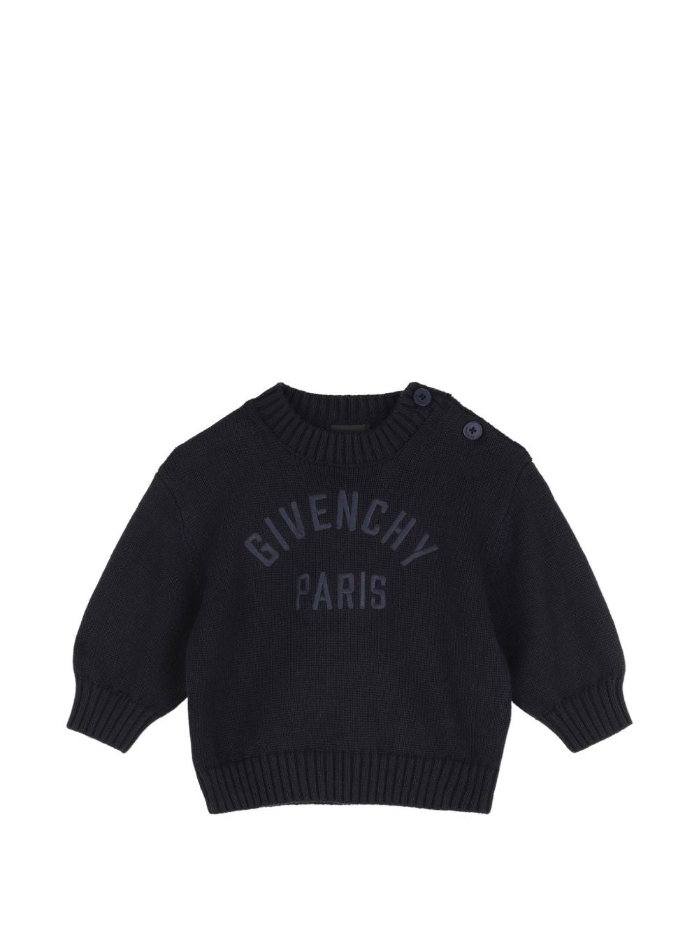In maglia felpa in 95% cotton e 5% cashmere. High gauge. Spalla opening con buttons. Givenchy logo ricamo at davanti. H31294 853 GIVENCHY KIDS 
