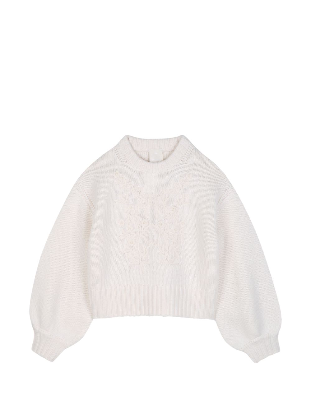 In maglia felpa in 80% wool e 30% cashmere. Floral pattern handmade ricamo at davanti. Tone on tone givenchy logo ricamo at retro. H31324 117 GIVENCHY KIDS 