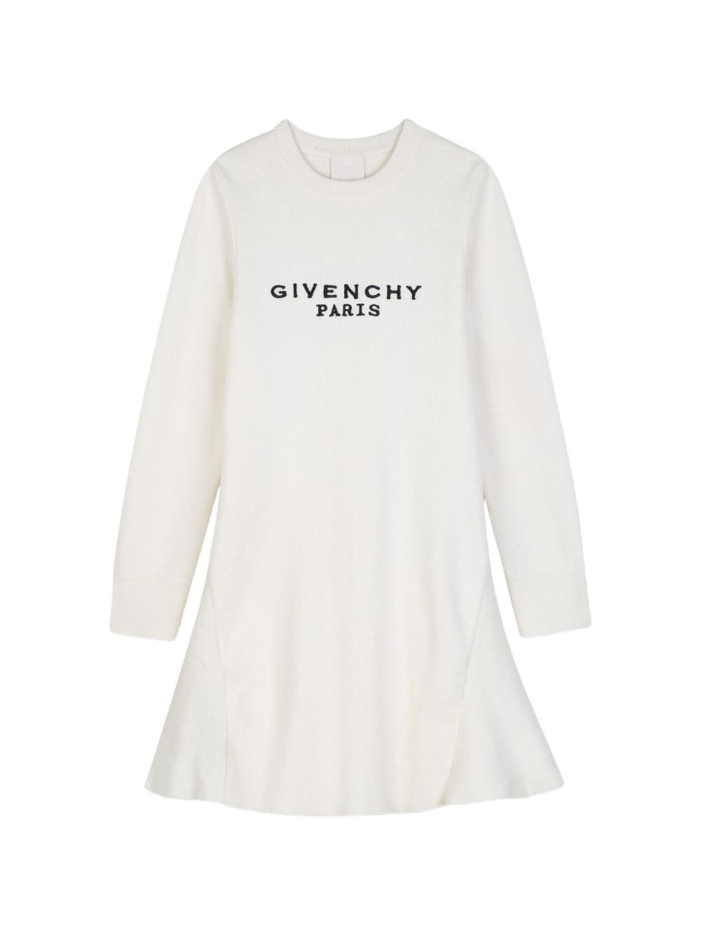 In maglia milano vestito in 95% cotton e 5% cashmere. Flared shape. Color contrasted givenchy logo ricamo at davanti. H31332 117 GIVENCHY KIDS 