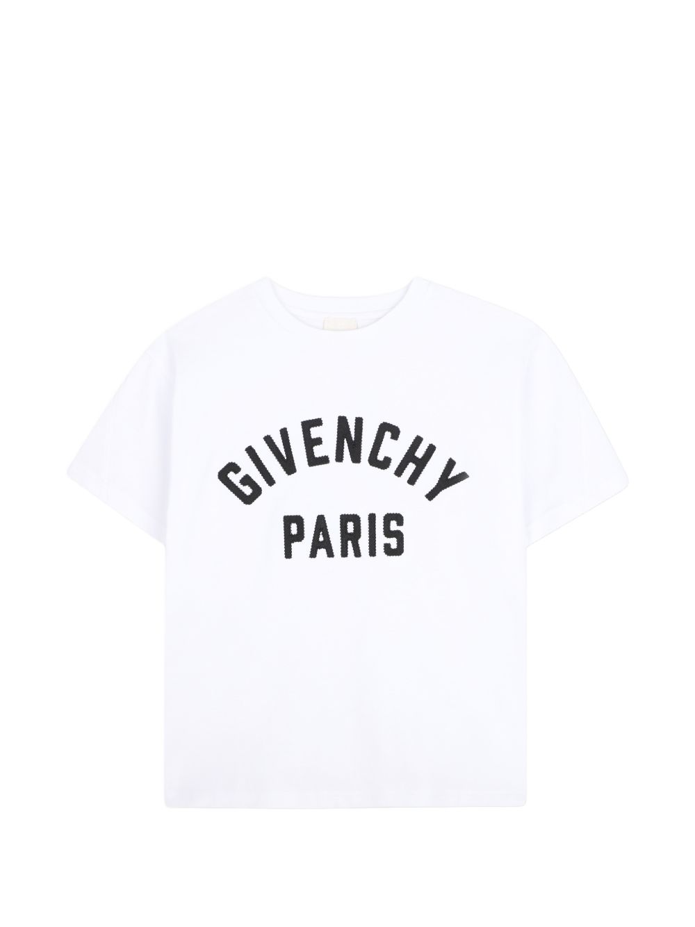 T-shirt in jersey, cotton from organic farming, twisted seams on maniche, color contrasted givenchy logo patch ermbroidery at davanti. H31345 10P GIVENCHY KIDS 