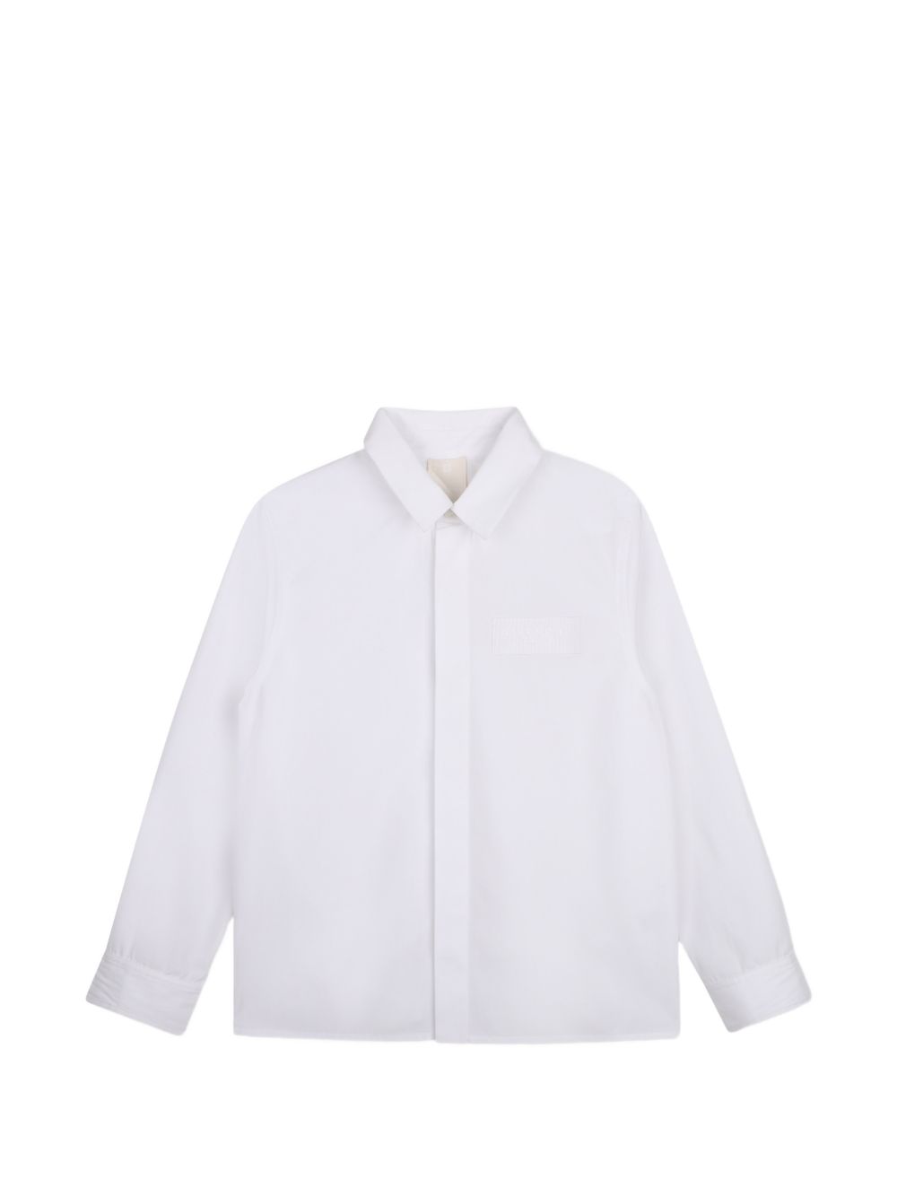 Longue maniche shirt in cotton poplin. Ottoman braid white label, givenchy logo tone on tone high density printed at davanti chest. H31391 10P GIVENCHY KIDS 