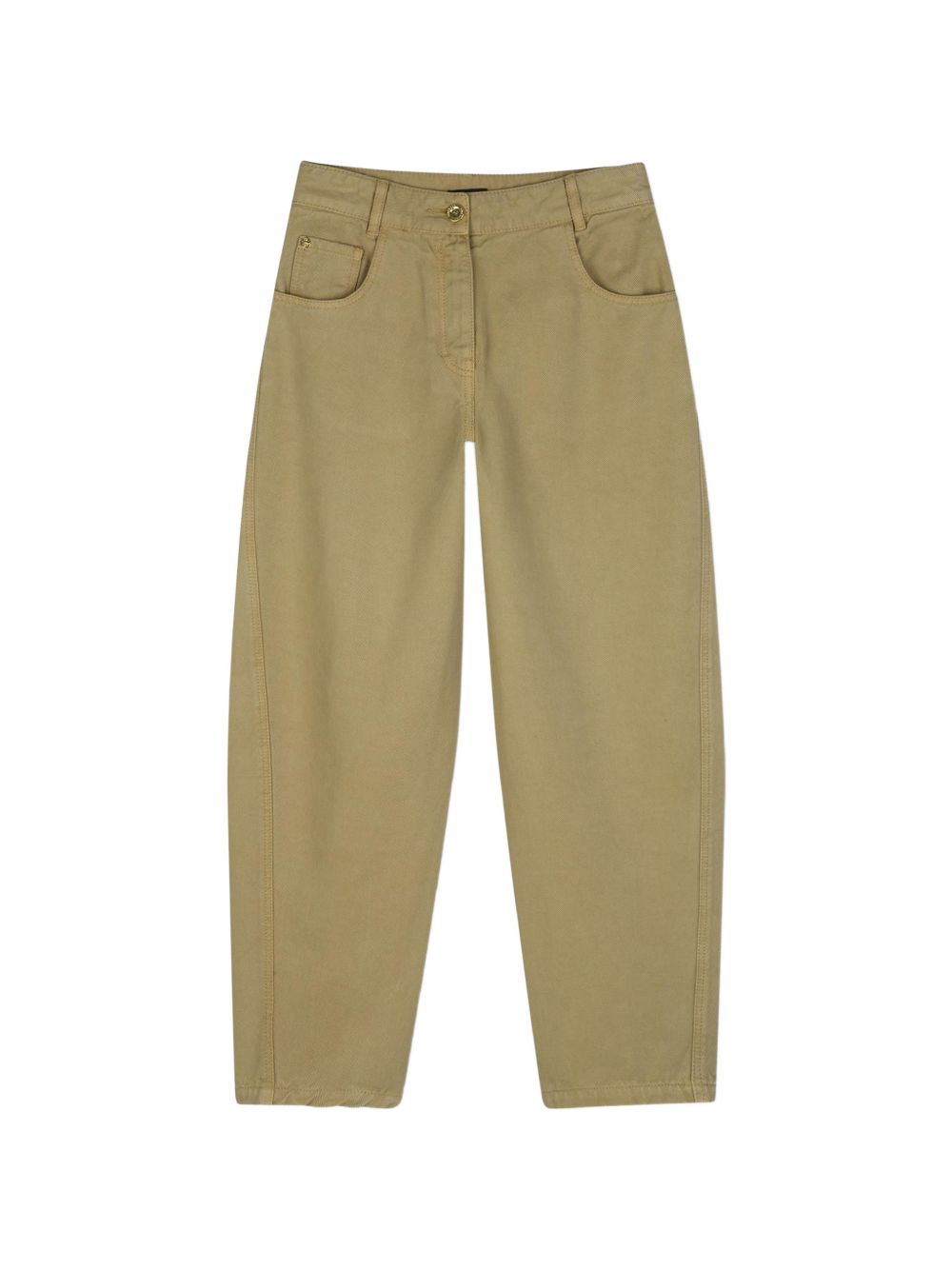 Pantaloni in cotton lyocell twill. Cocoon shaping. Button at vita, givenchy logo in gold color. Gold color embossed givenchy logo embossed gold color printed flap label at retro vita. H31430 638 GIVENCHY KIDS 